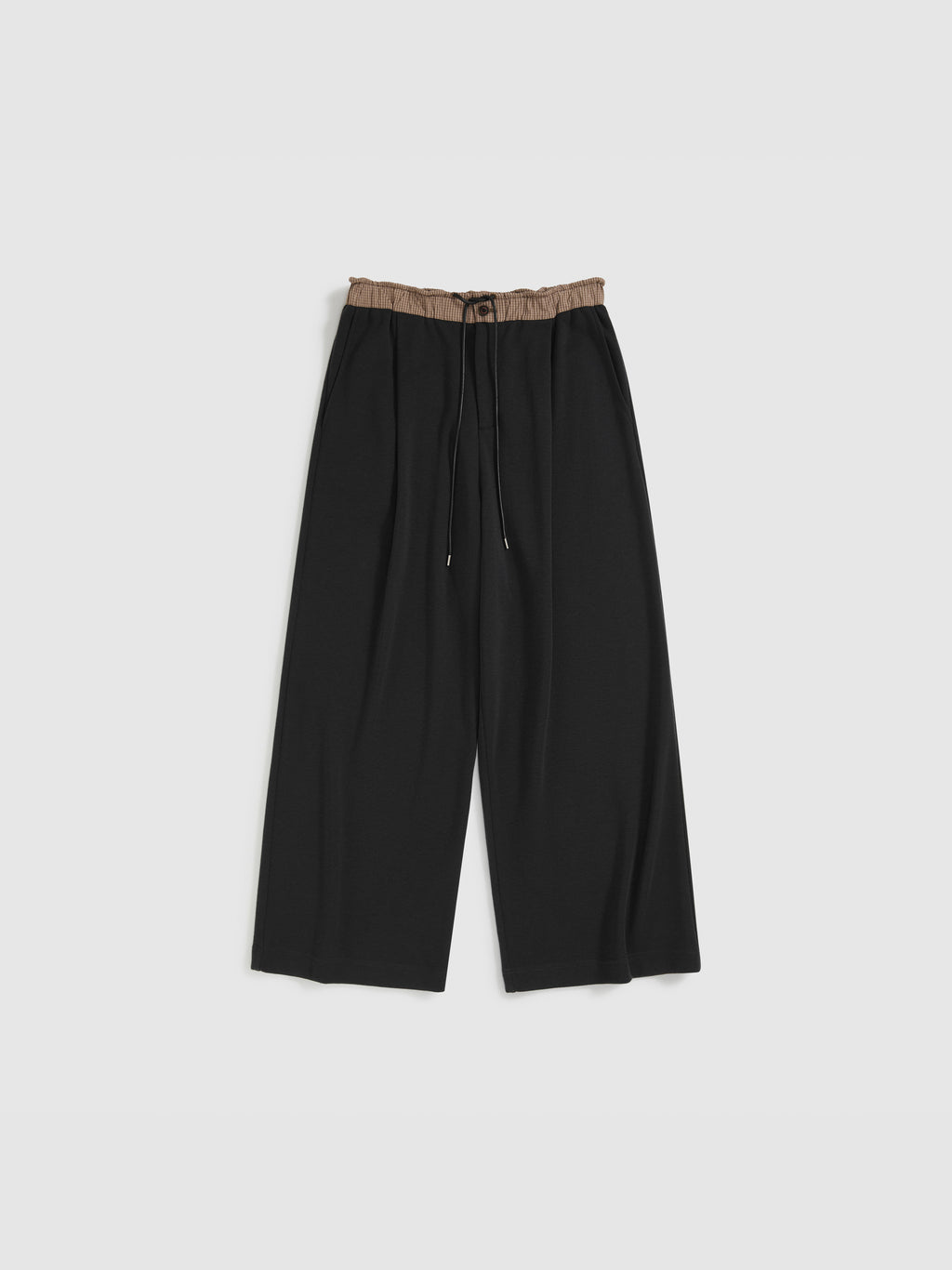Gingham Spliced Loose-Leg Trousers