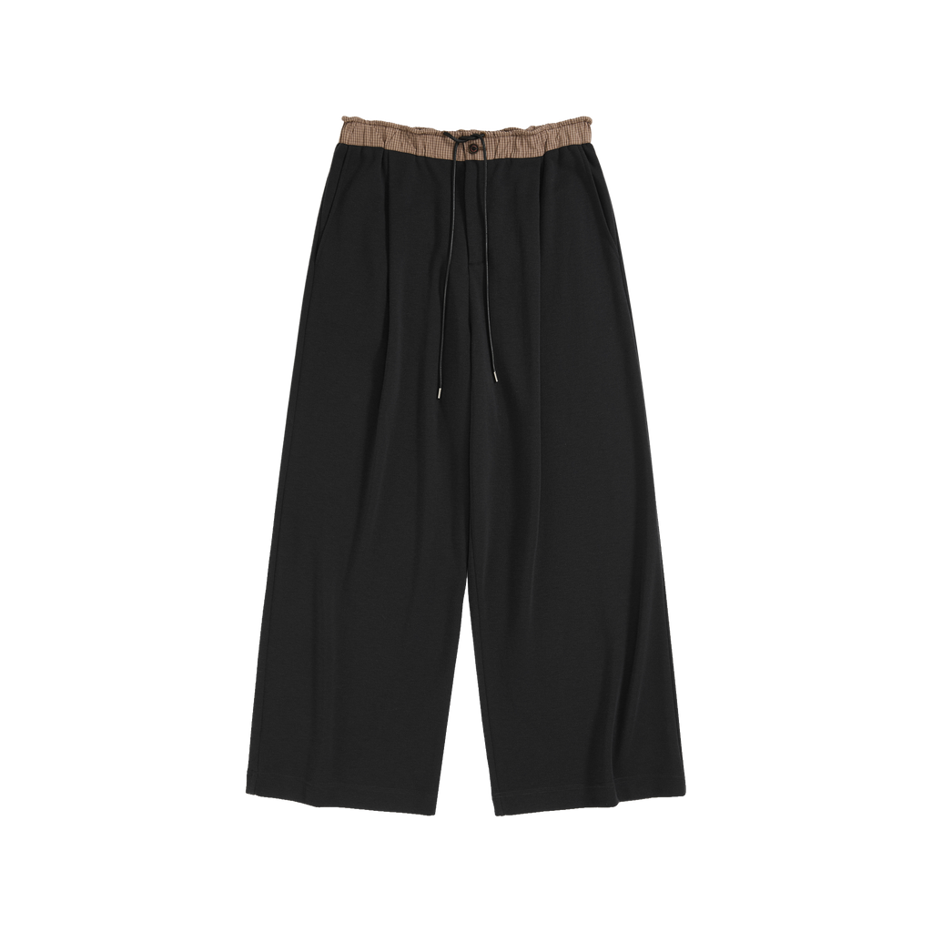 Gingham Spliced Loose-Leg Trousers