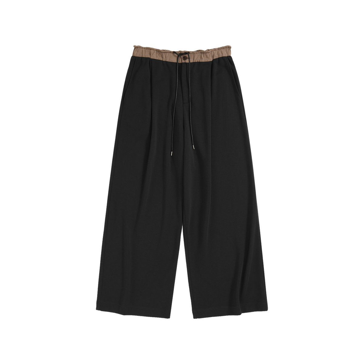 Gingham Spliced Loose-Leg Trousers