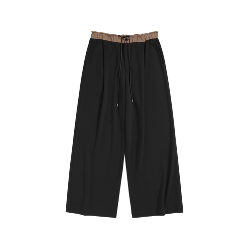Gingham Spliced Loose-Leg Trousers
