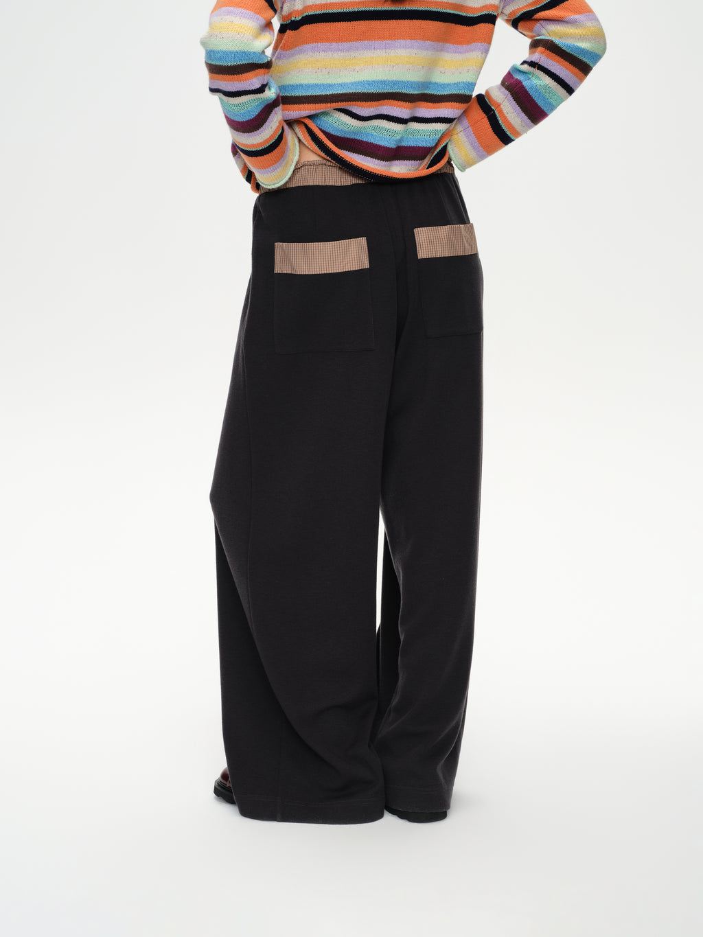 Gingham Spliced Loose-Leg Trousers