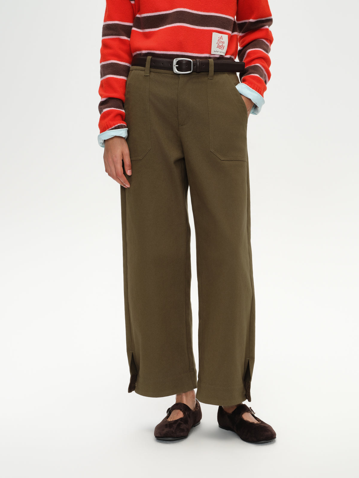 Corduroy Cuffed Straight Pants