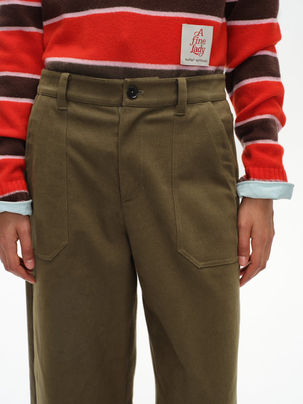Corduroy Cuffed Straight Pants