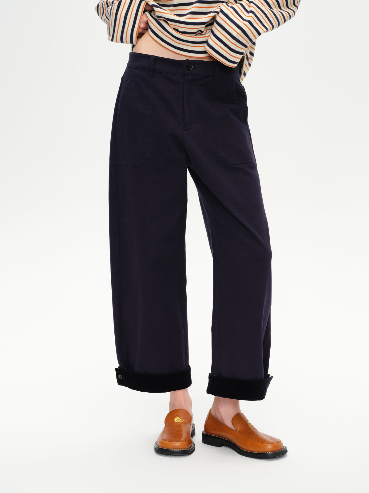 Corduroy Cuffed Straight Pants