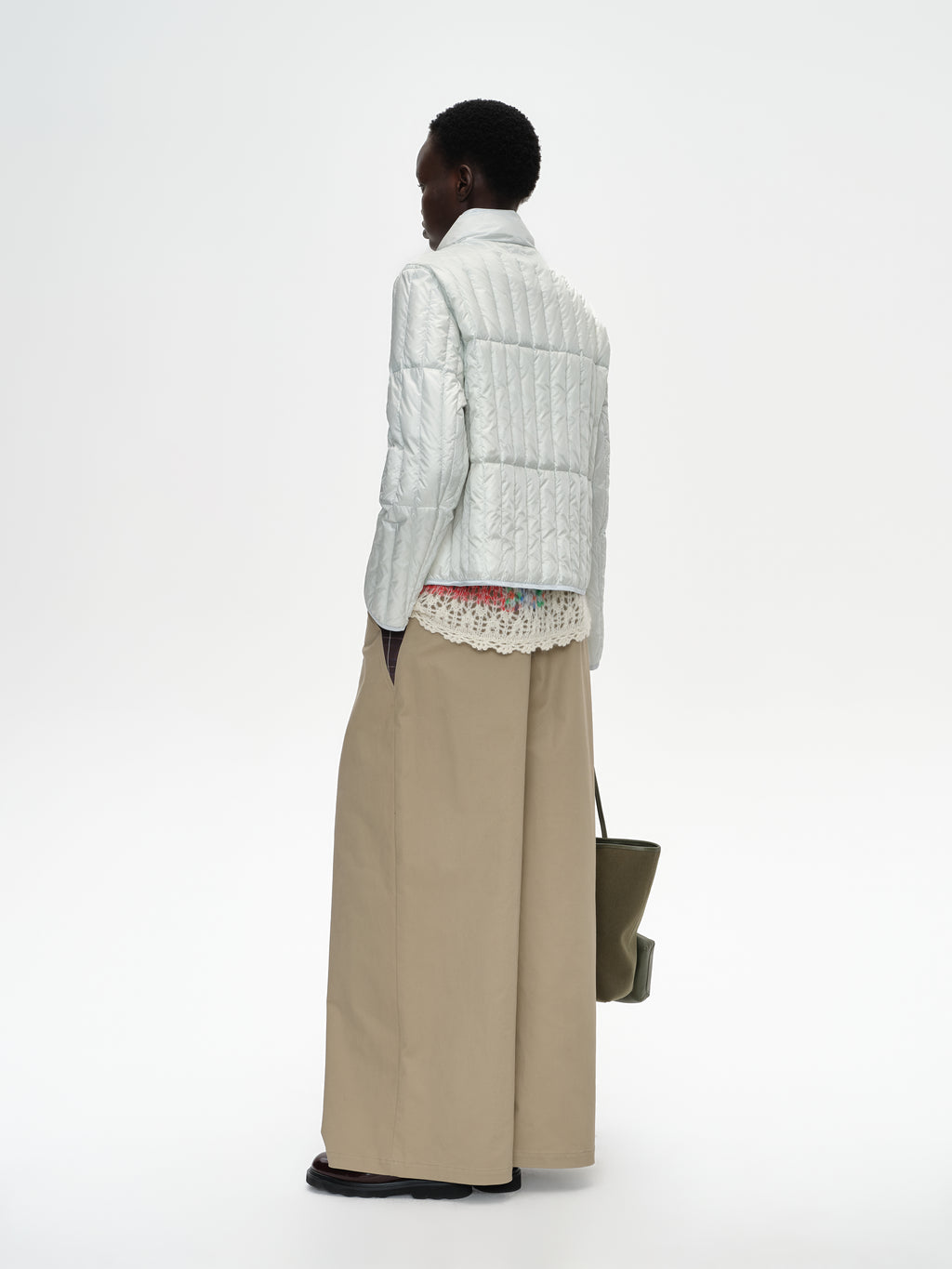 High-Waist Check Patchwork Pants