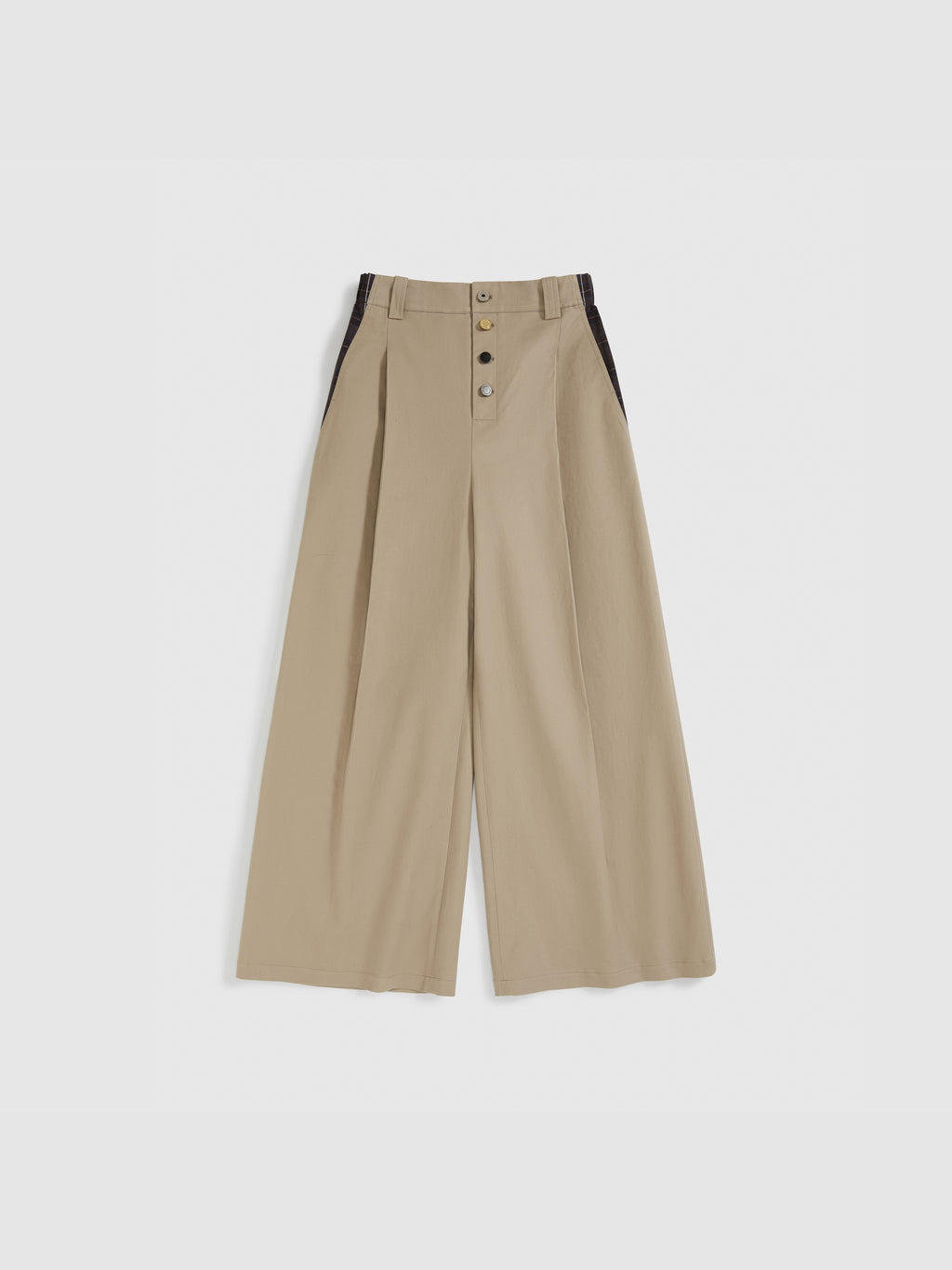 High-Waist Check Patchwork Pants