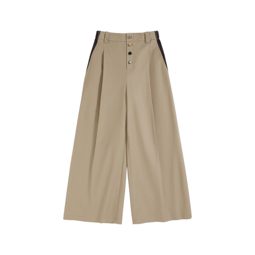High-Waist Check Patchwork Pants