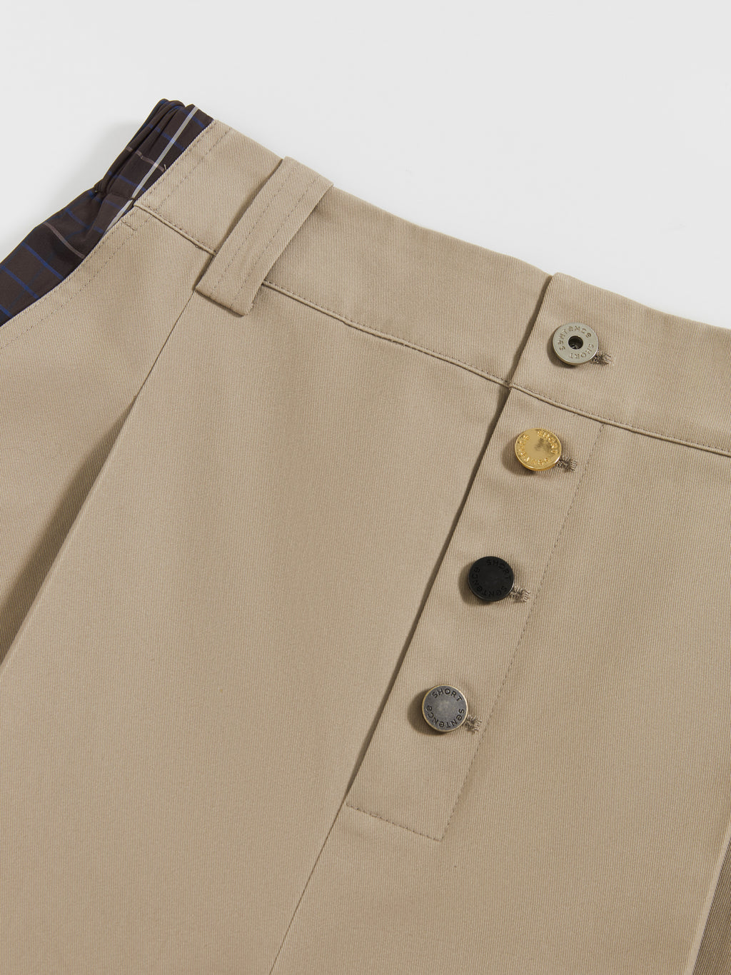 High-Waist Check Patchwork Pants