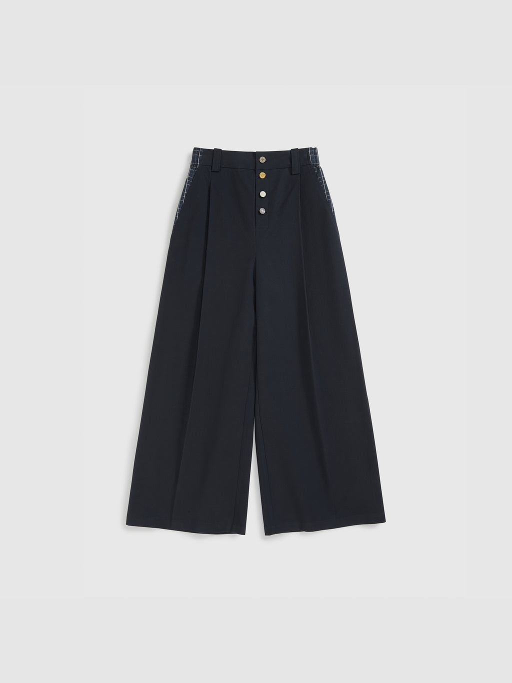 High-Waist Check Patchwork Pants