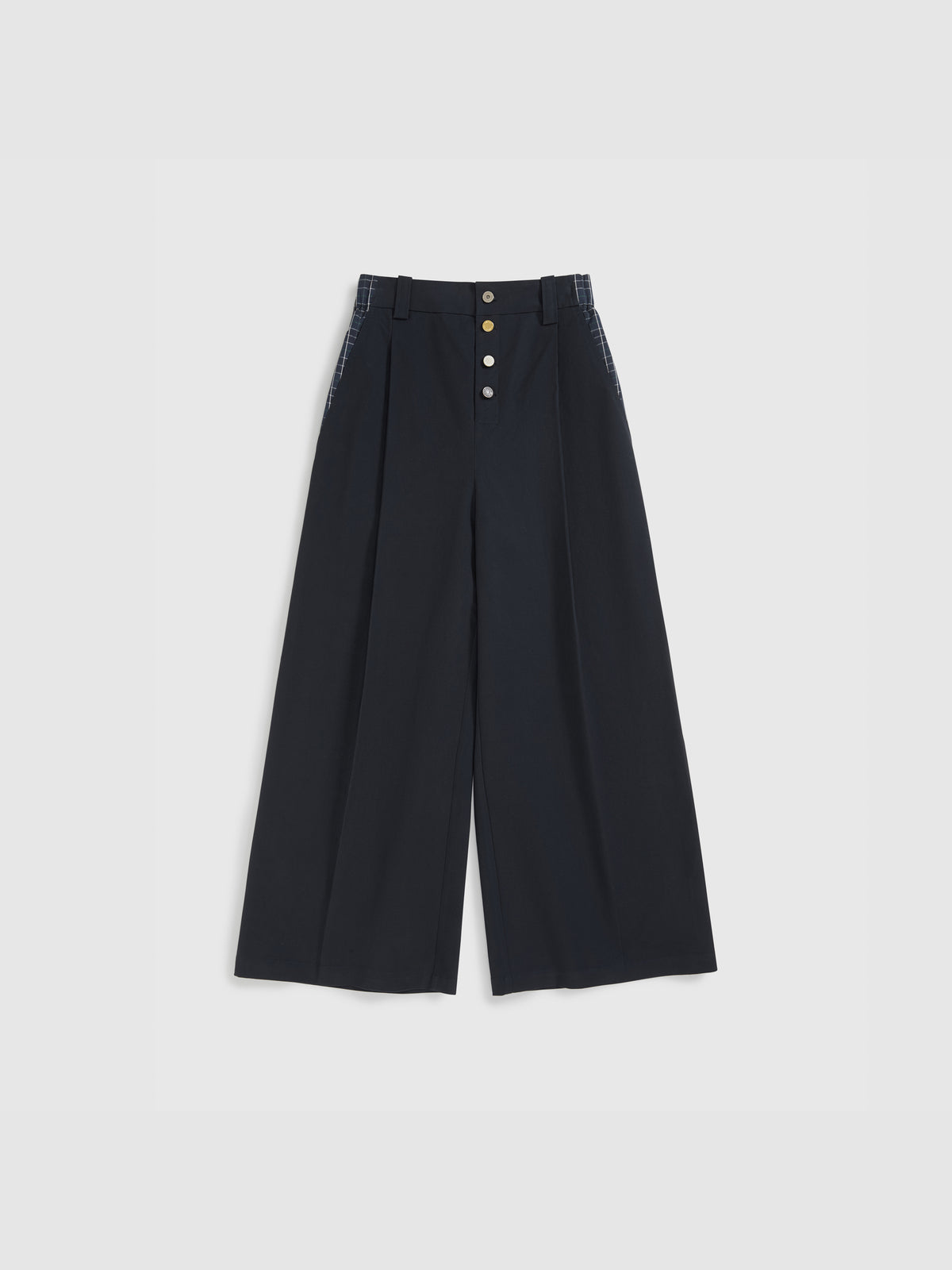 High-Waist Check Patchwork Pants