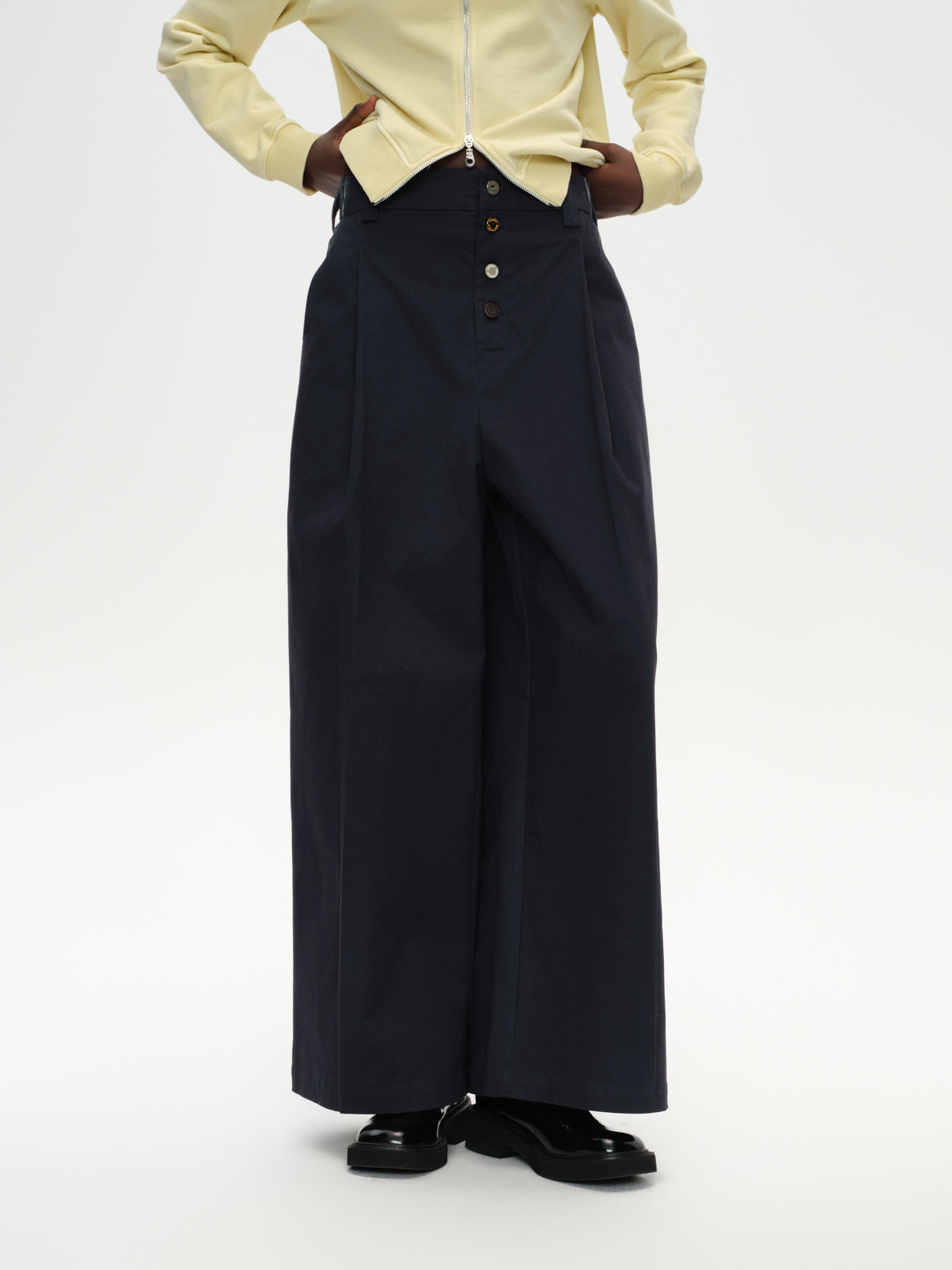 High-Waist Check Patchwork Pants