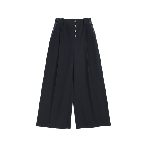 High-Waist Check Patchwork Pants