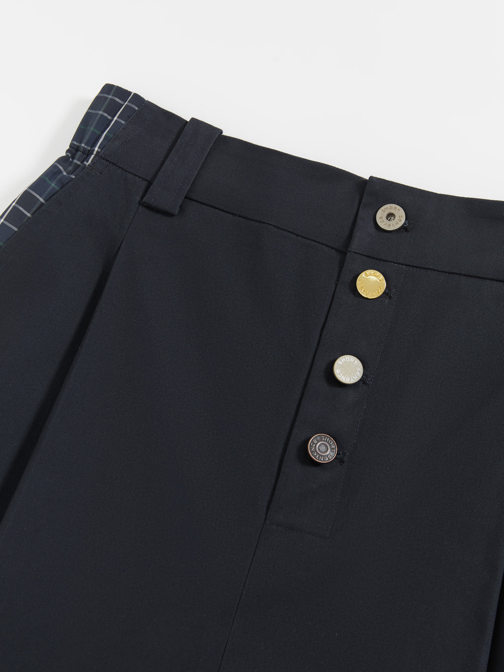 Karierte Patchwork-Hose mit hohem Bund