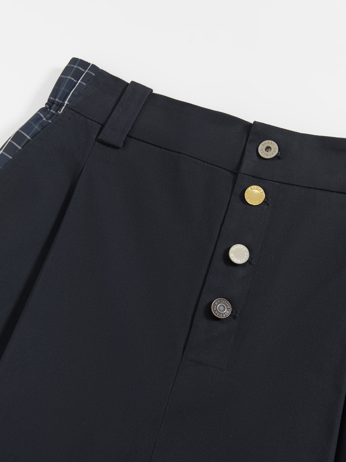 Karierte Patchwork-Hose mit hohem Bund