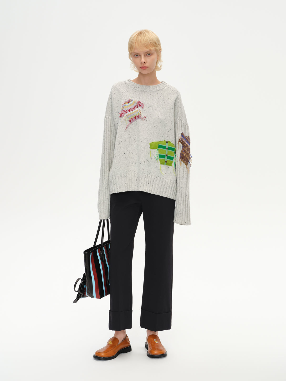 Wide-Hem Stretch Cropped Trousers