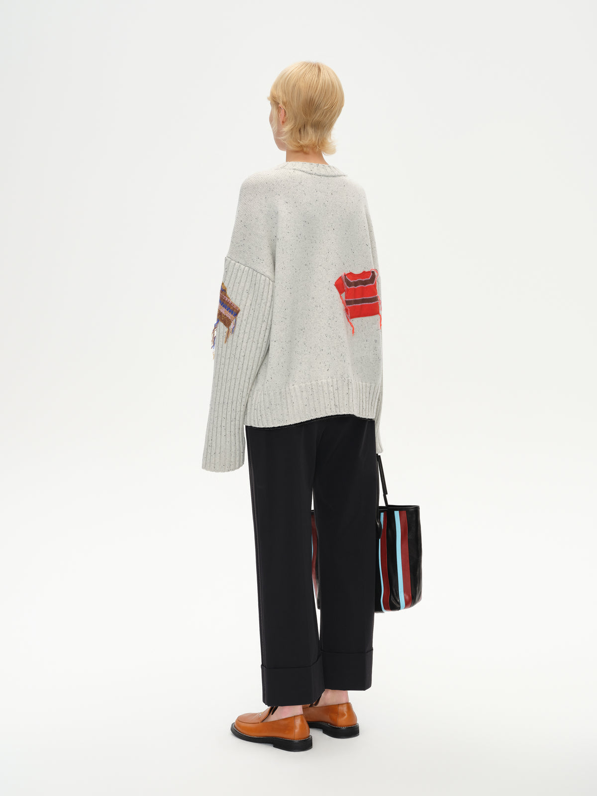 Wide-Hem Stretch Cropped Trousers