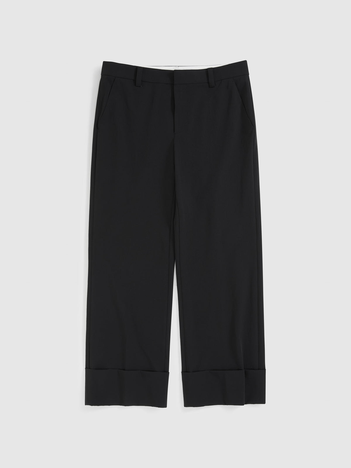 Wide-Hem Stretch Cropped Trousers