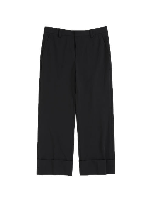 Wide-Hem Stretch Cropped Trousers