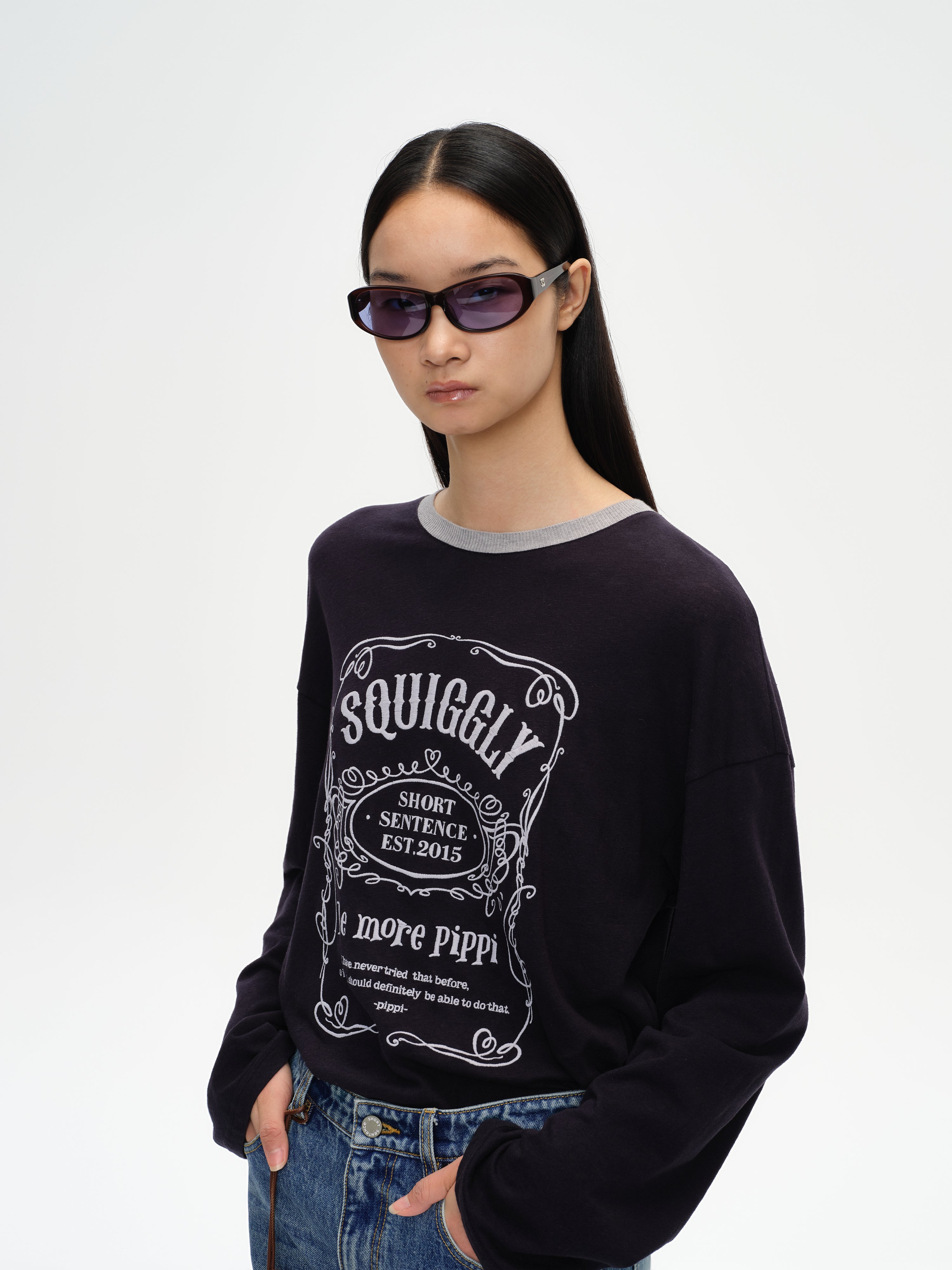 Loose-Fit Color-Block Embroidered T-Shirt