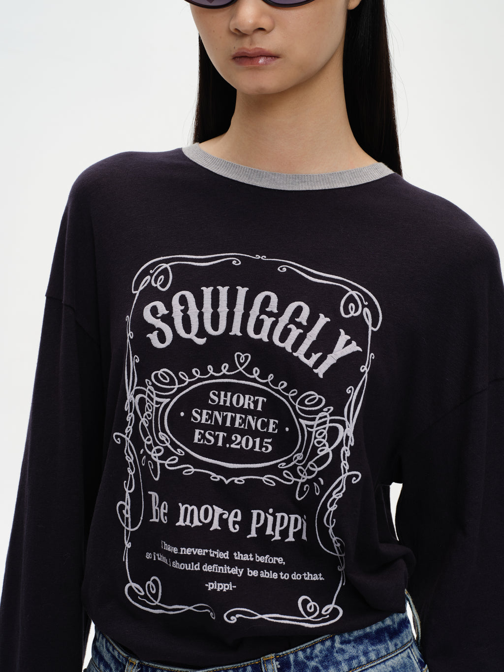 Loose-Fit Color-Block Embroidered T-Shirt