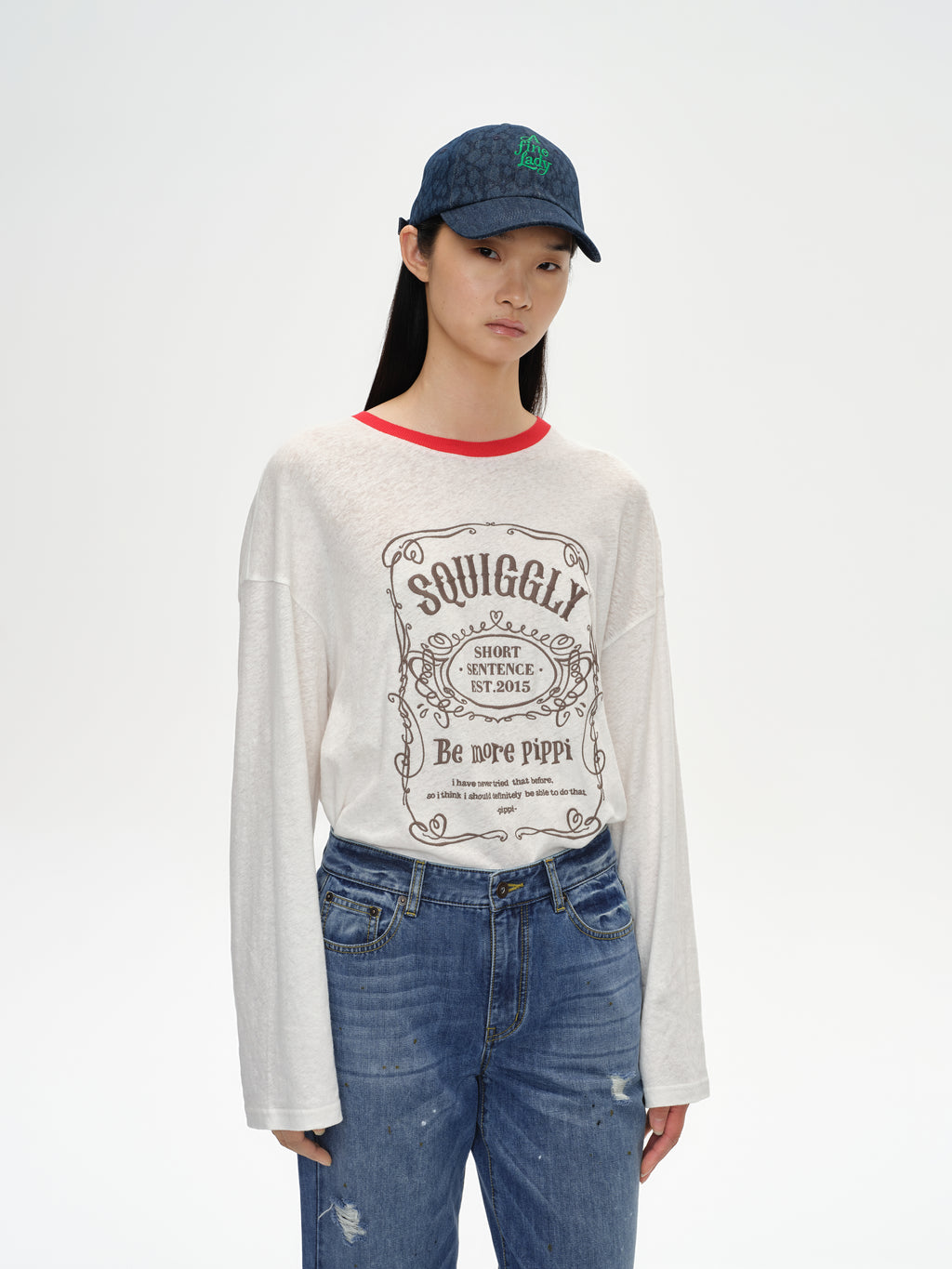 Loose-Fit Color-Block Embroidered T-Shirt