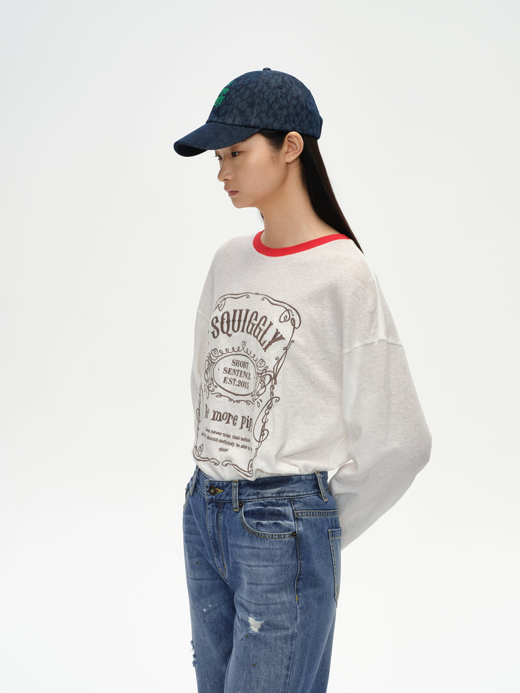 Loose-Fit Color-Block Embroidered T-Shirt