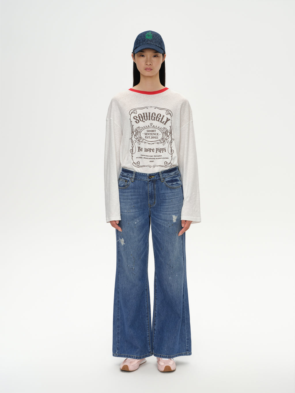 Loose-Fit Color-Block Embroidered T-Shirt