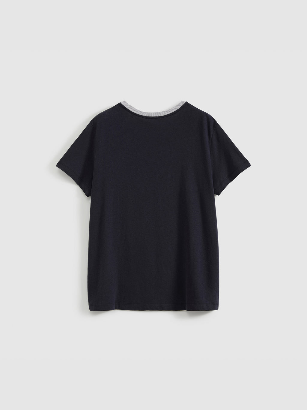 Color-Block Collar Fitted Embroidered T-Shirt