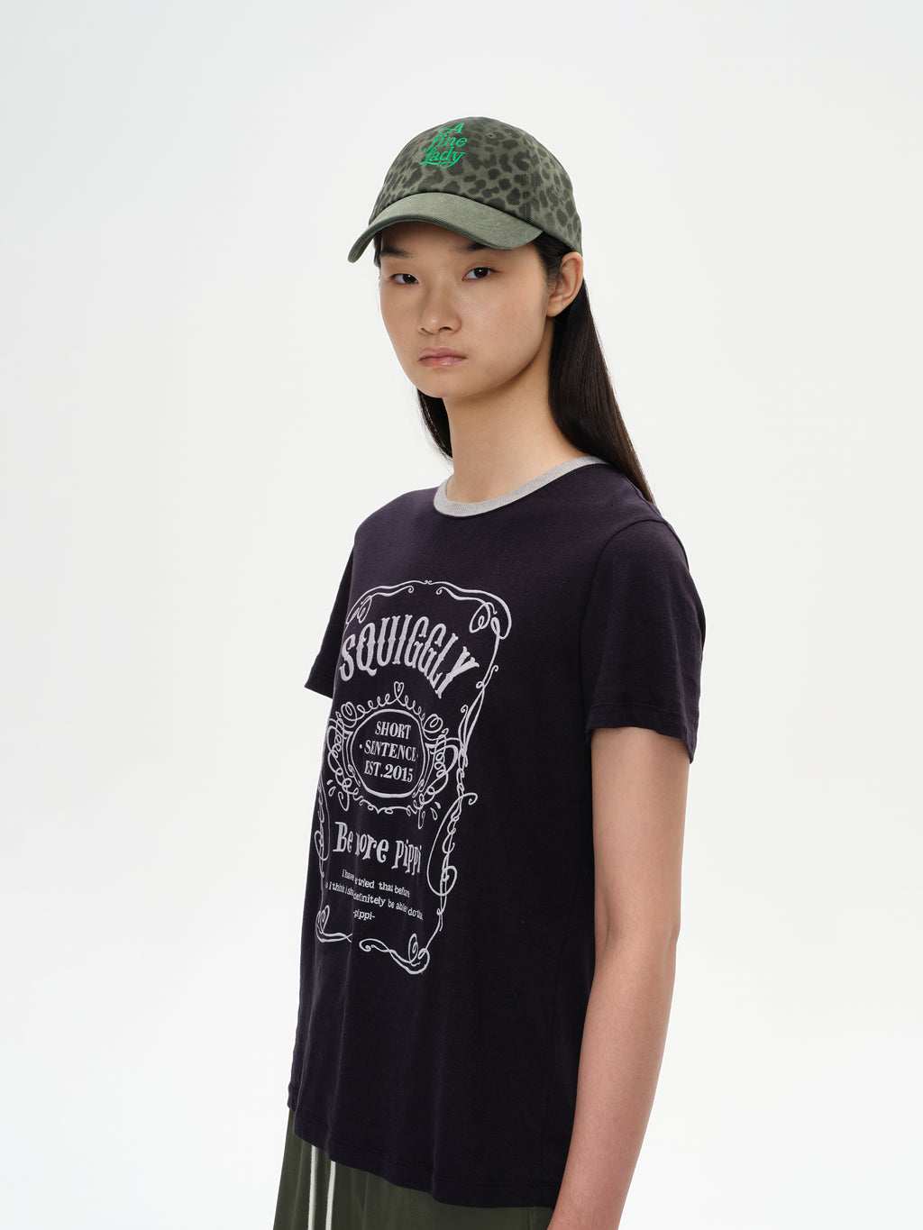 Color-Block Collar Fitted Embroidered T-Shirt