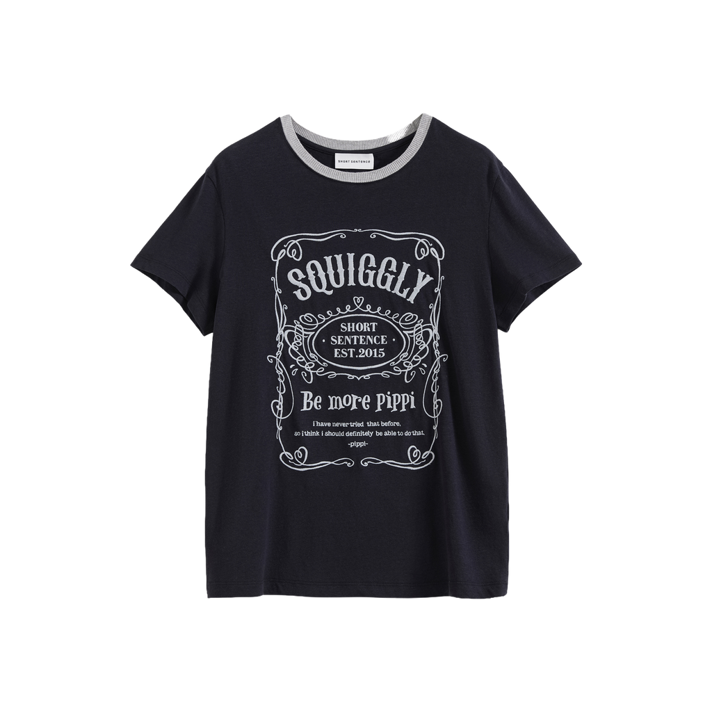 Color-Block Collar Fitted Embroidered T-Shirt