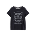 Color-Block Collar Fitted Embroidered T-Shirt