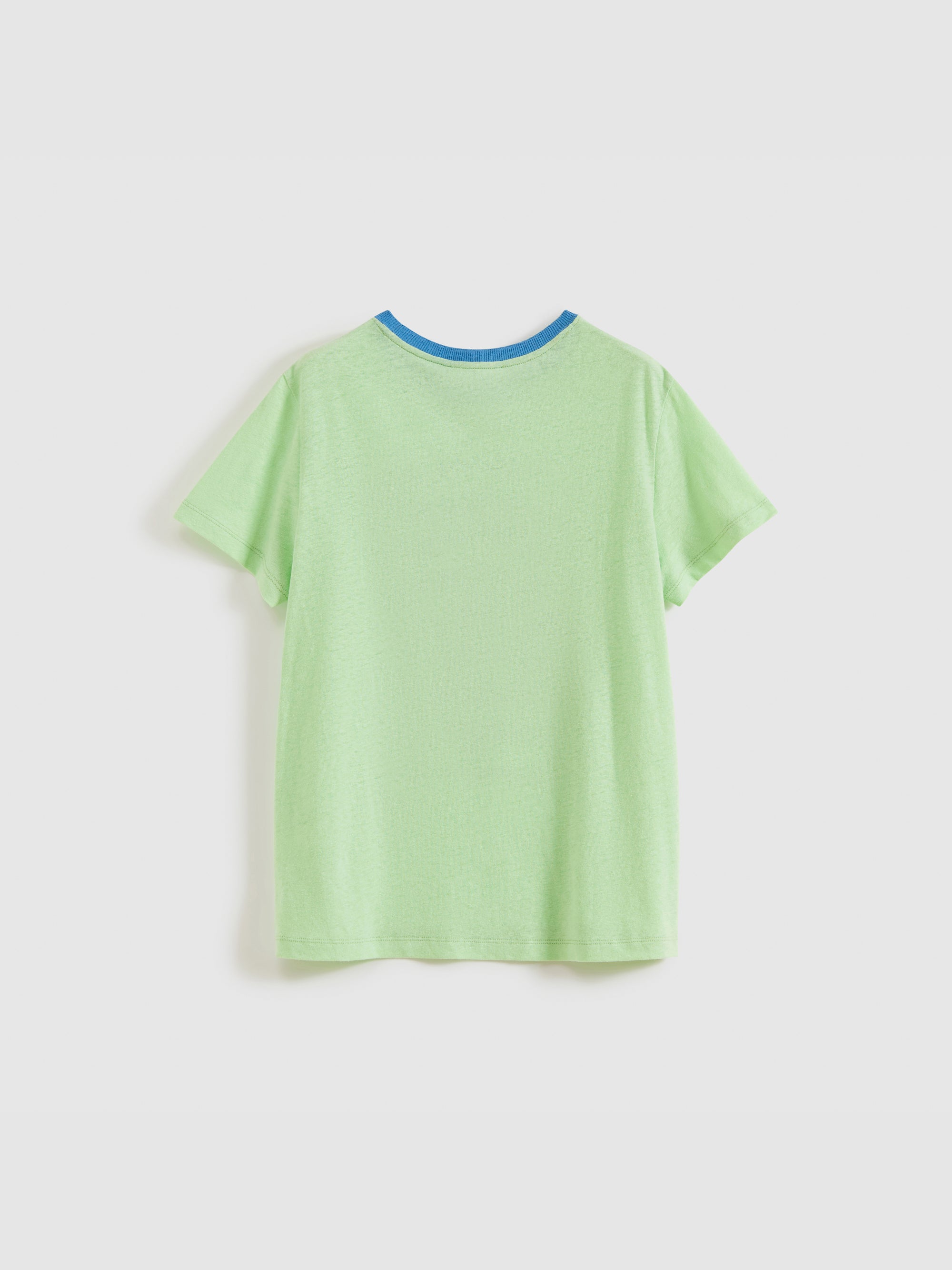 Color-Block Collar Fitted Embroidered T-Shirt
