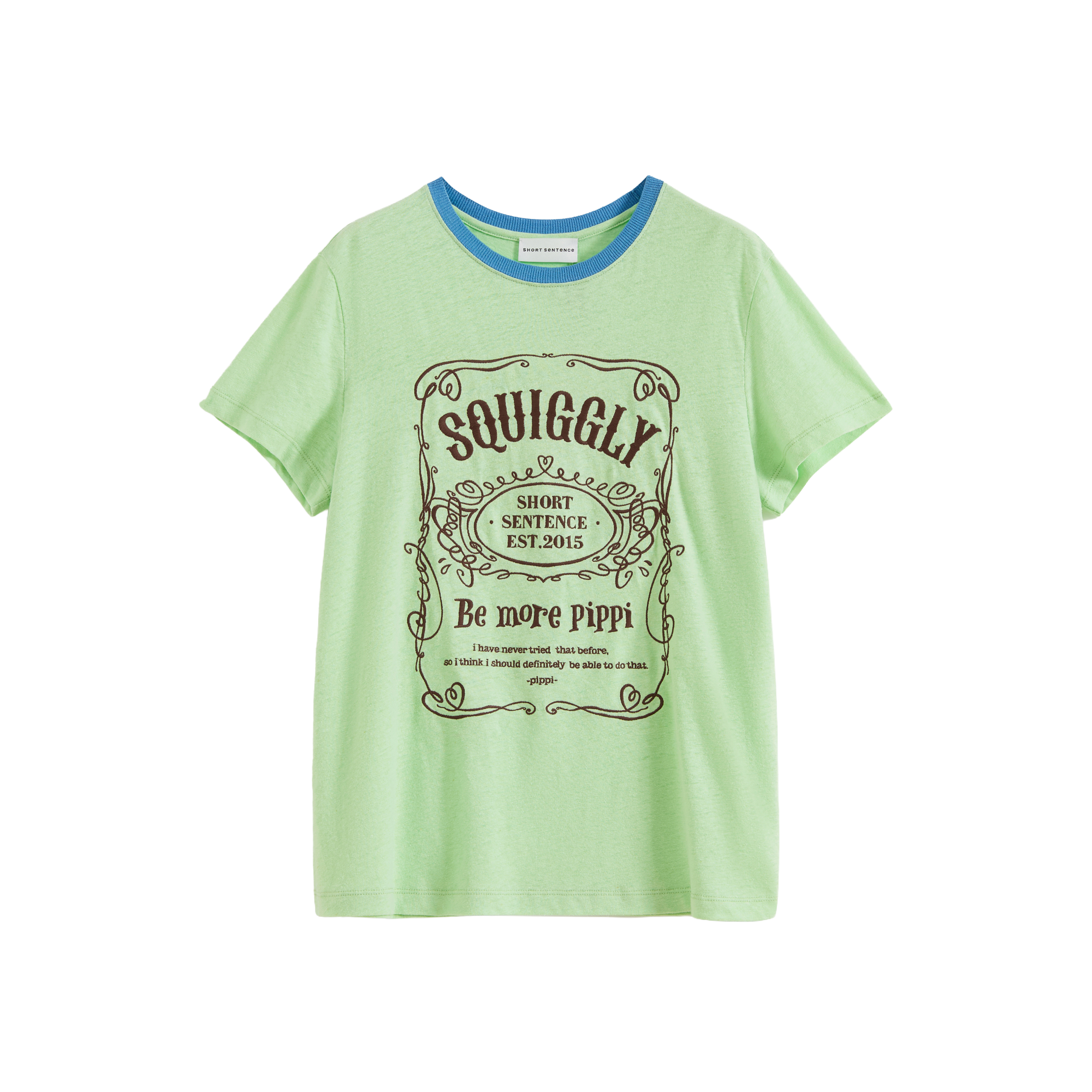 Color-Block Collar Fitted Embroidered T-Shirt