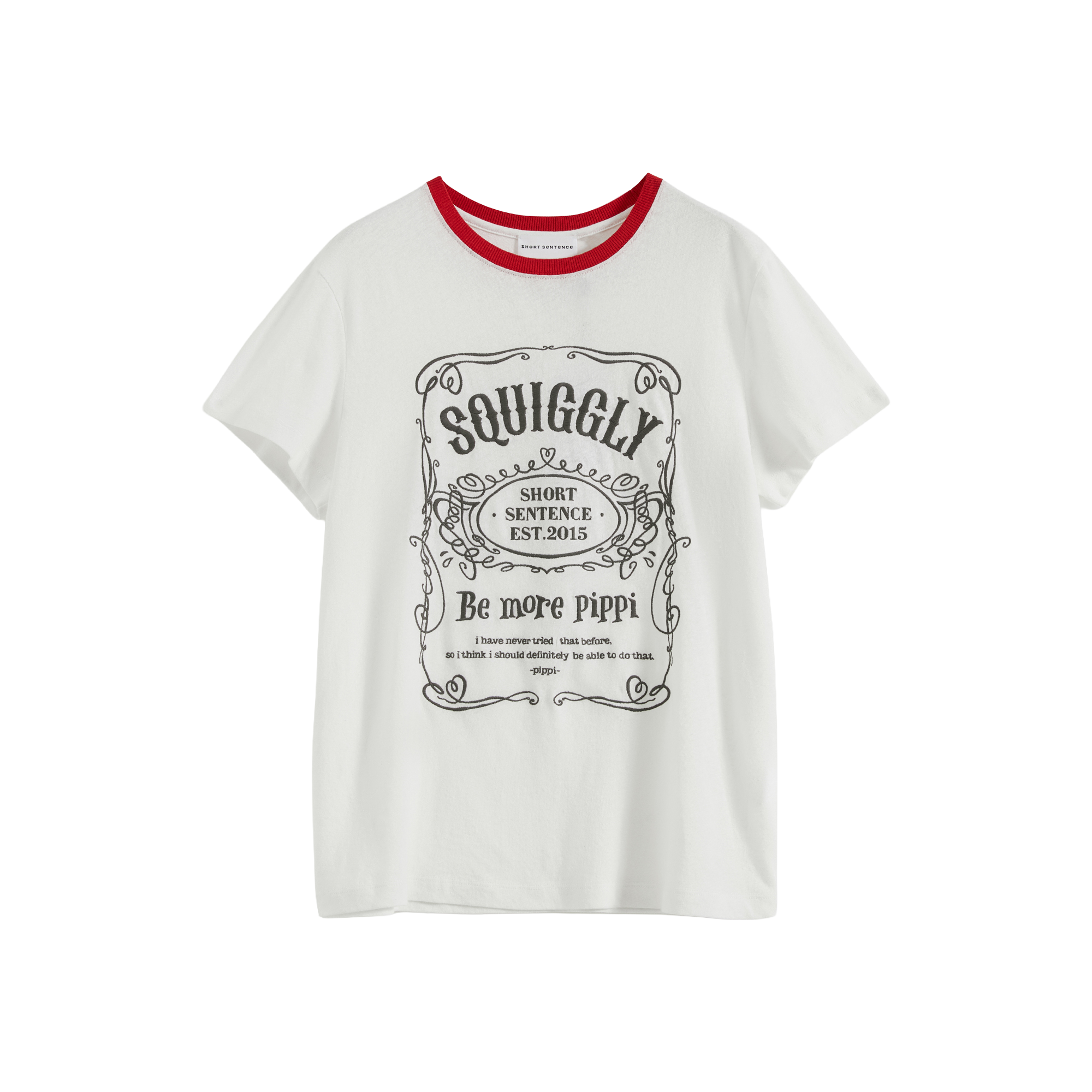 Color-Block Collar Fitted Embroidered T-Shirt