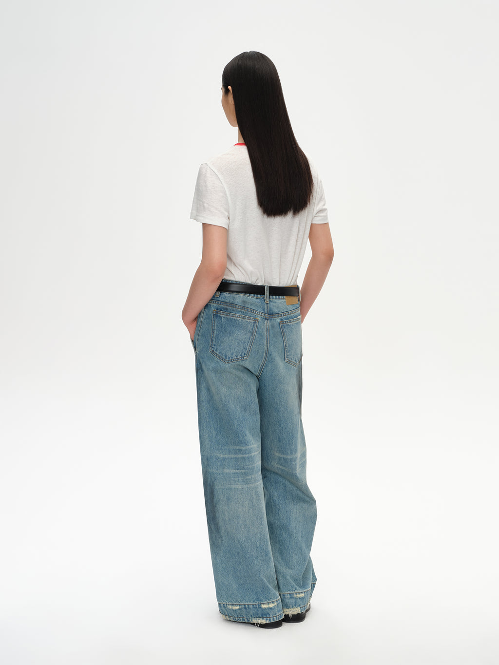 Color-Block Collar Fitted Embroidered T-Shirt
