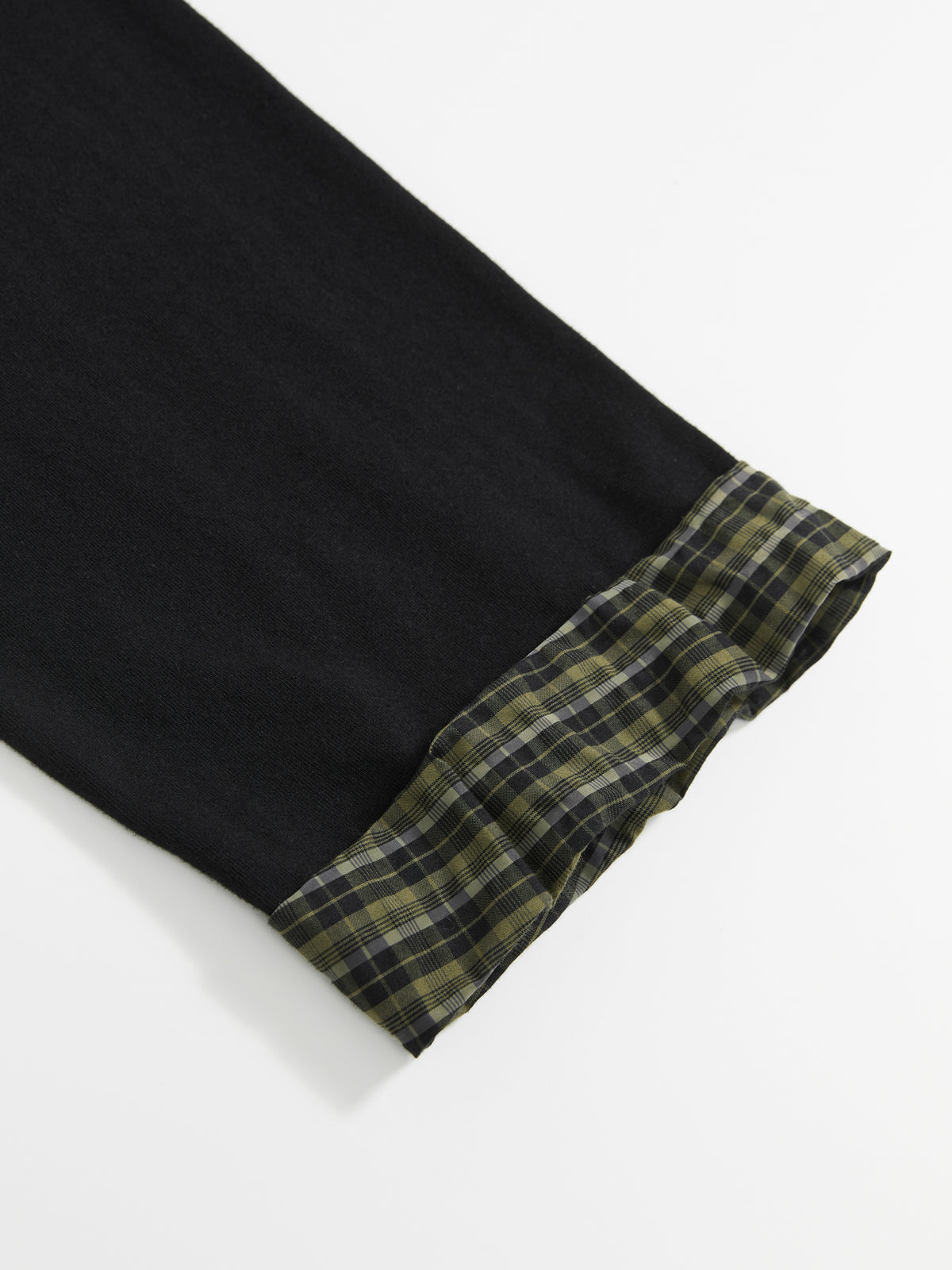 Oversized Plaid Trim T-Shirt