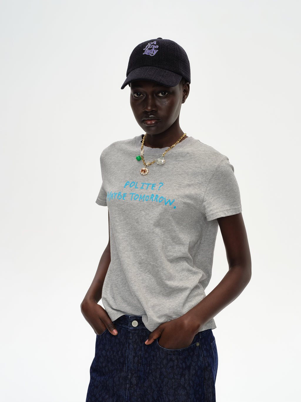 Color-Block Flocked Print T-Shirt