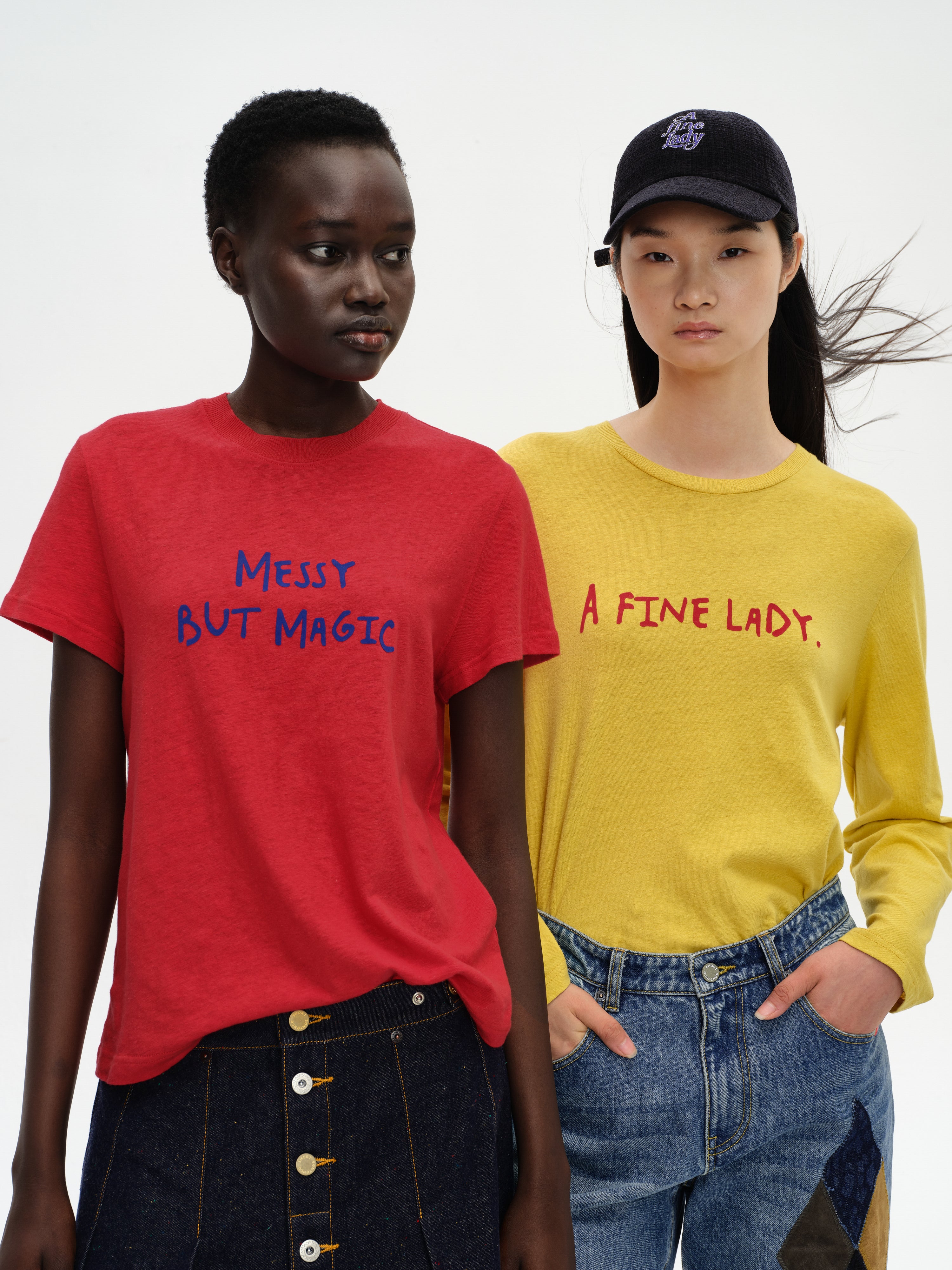 Color-Block Flocked Print T-Shirt