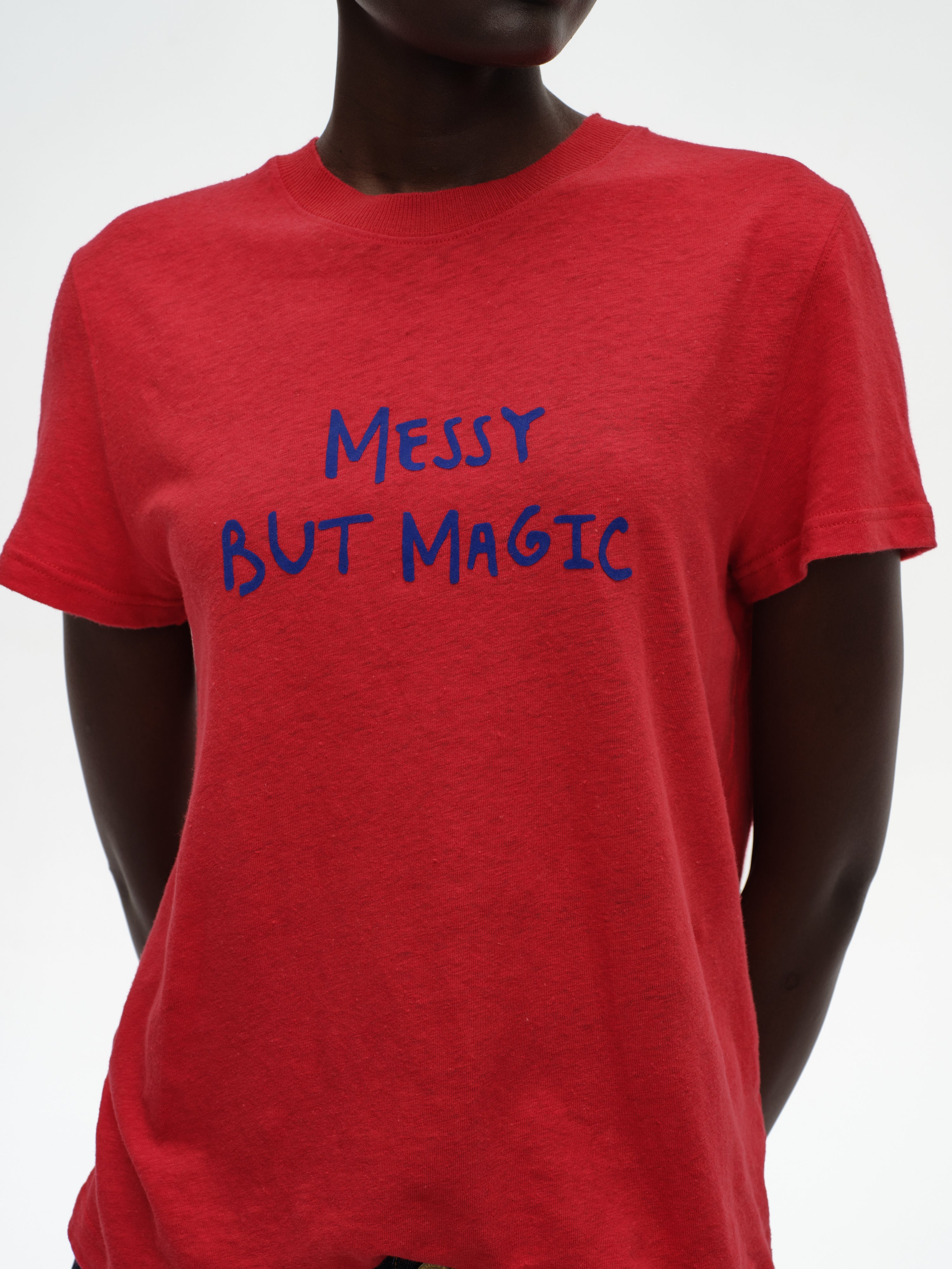 Color-Block Flocked Print T-Shirt