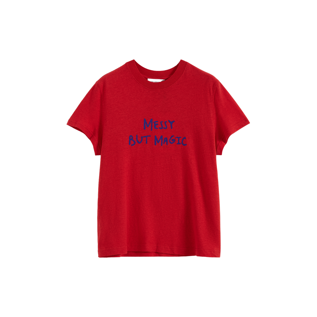 Color-Block Flocked Print T-Shirt