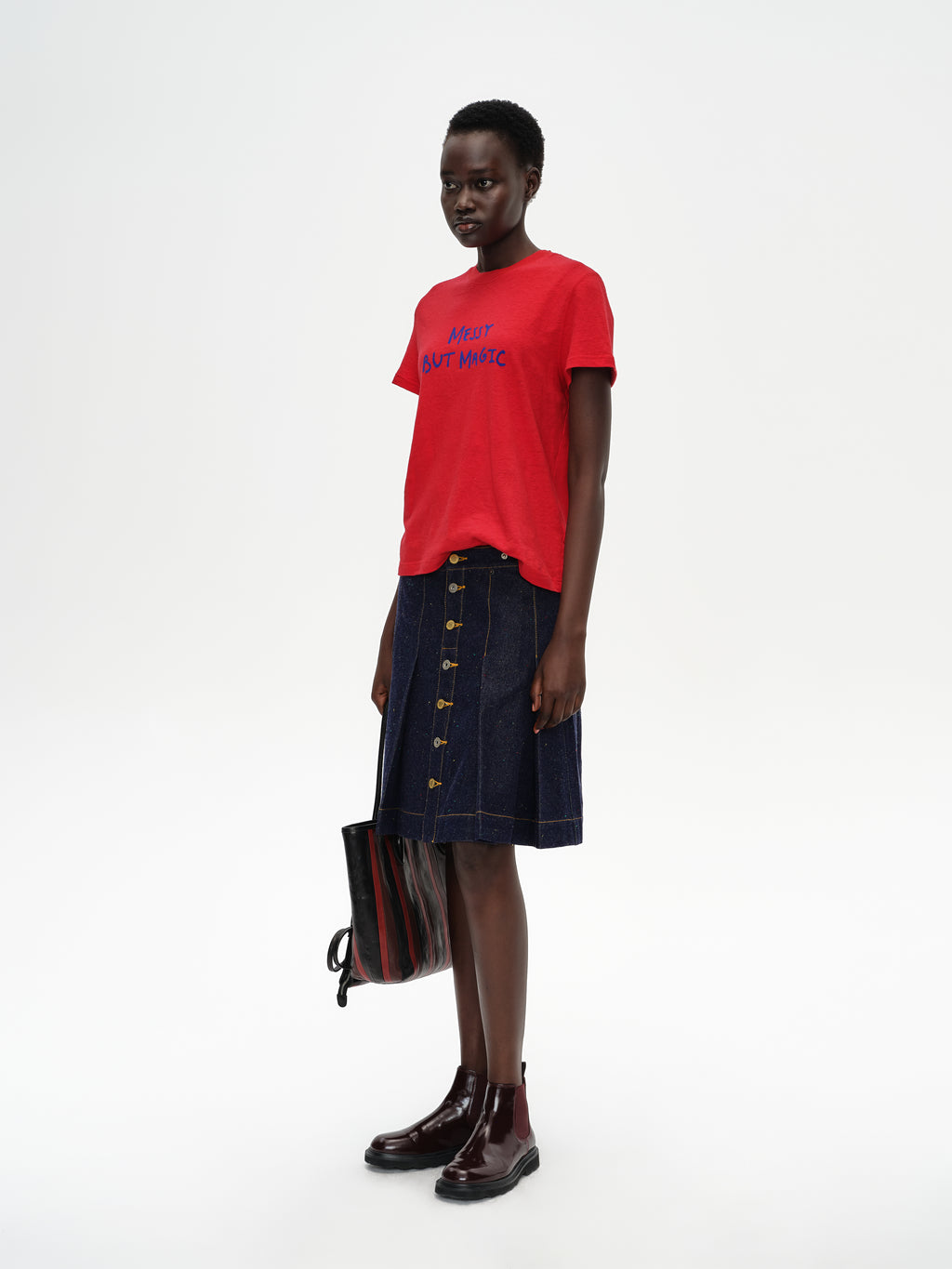 Color-Block Flocked Print T-Shirt