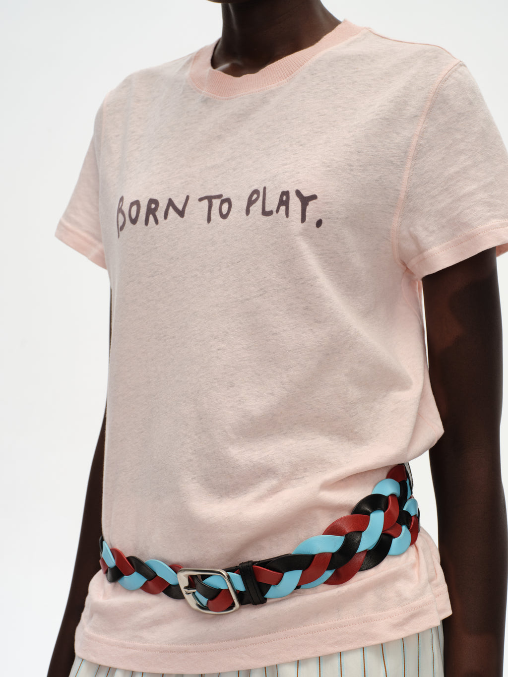 Color-Block Flocked Print T-Shirt