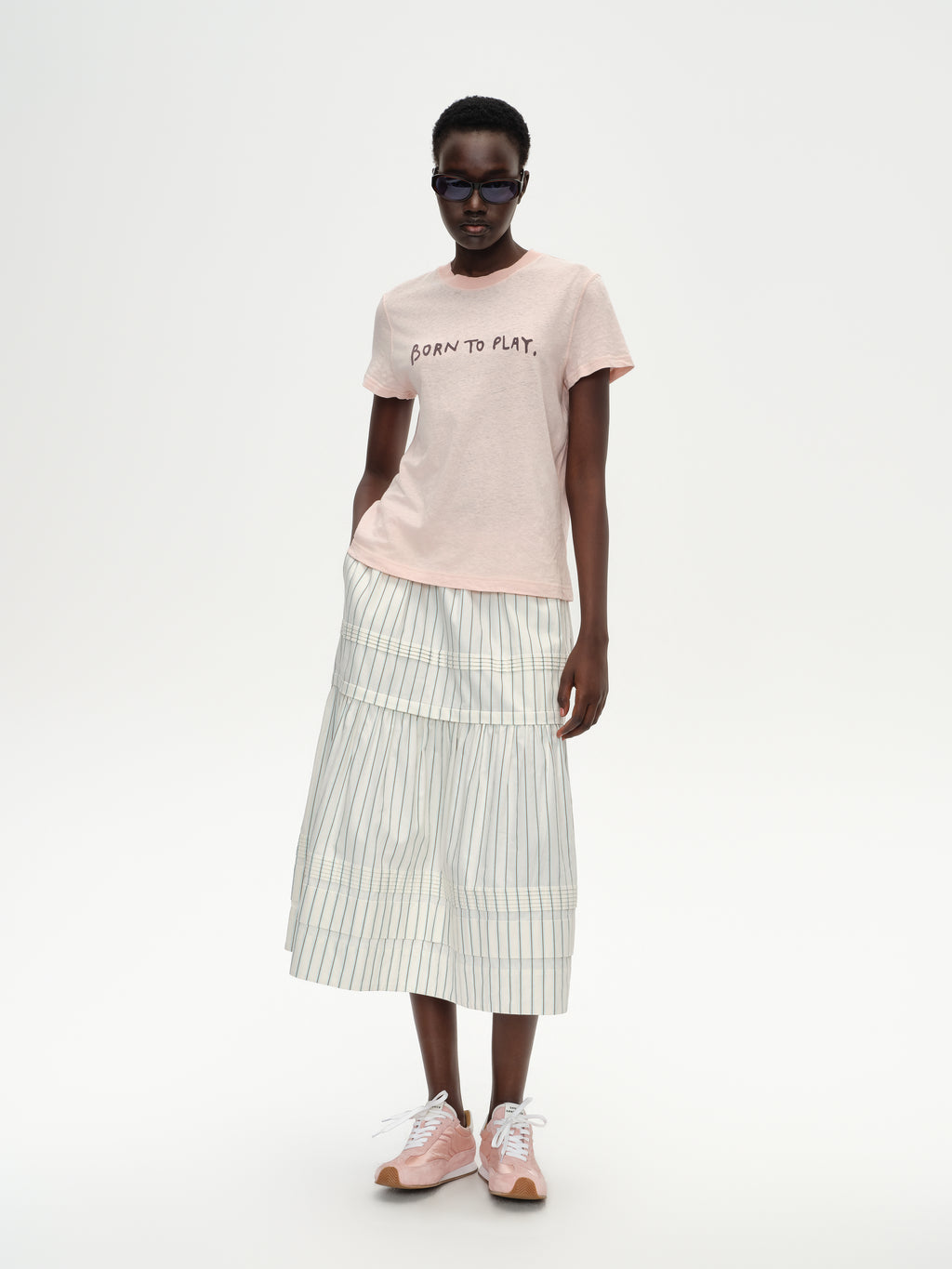 Color-Block Flocked Print T-Shirt