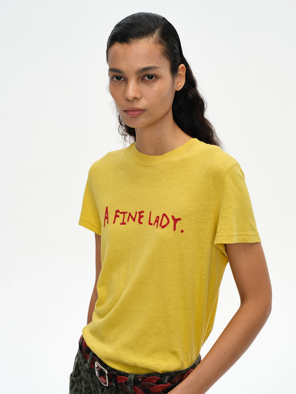 Color-Block Flocked Print T-Shirt