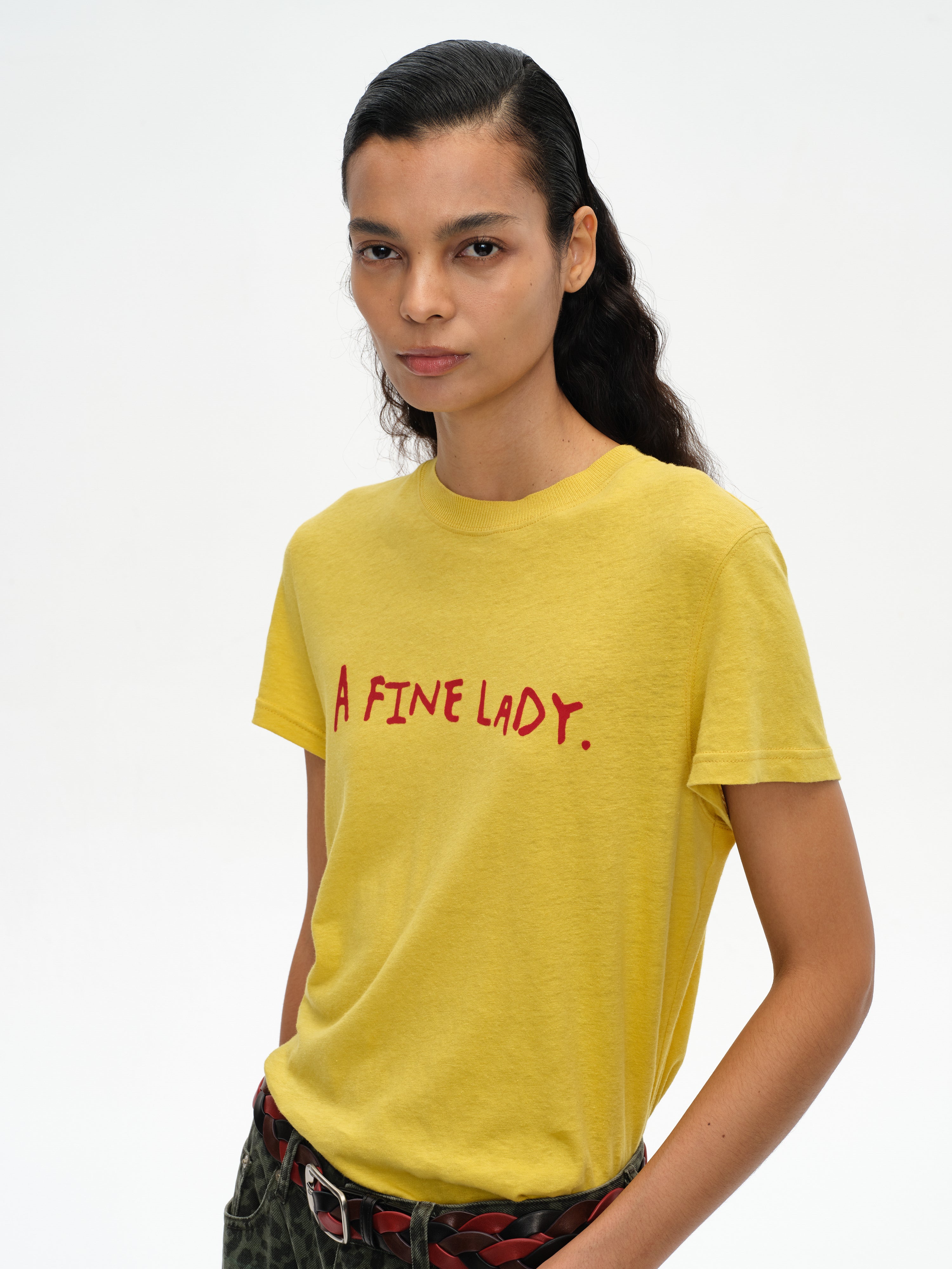 Color-Block Flocked Print T-Shirt