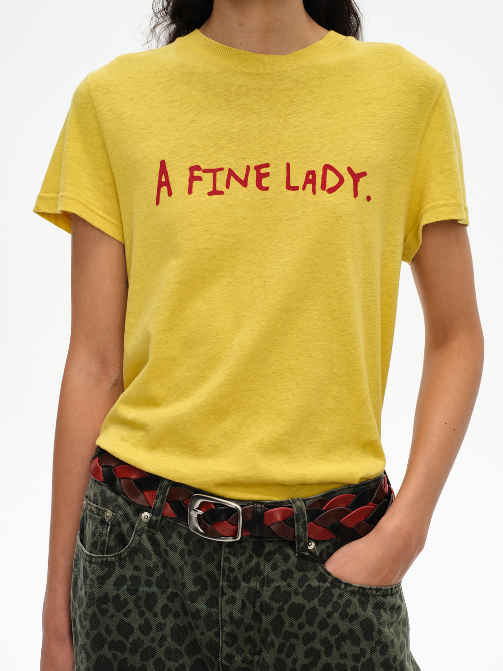 Color-Block Flocked Print T-Shirt