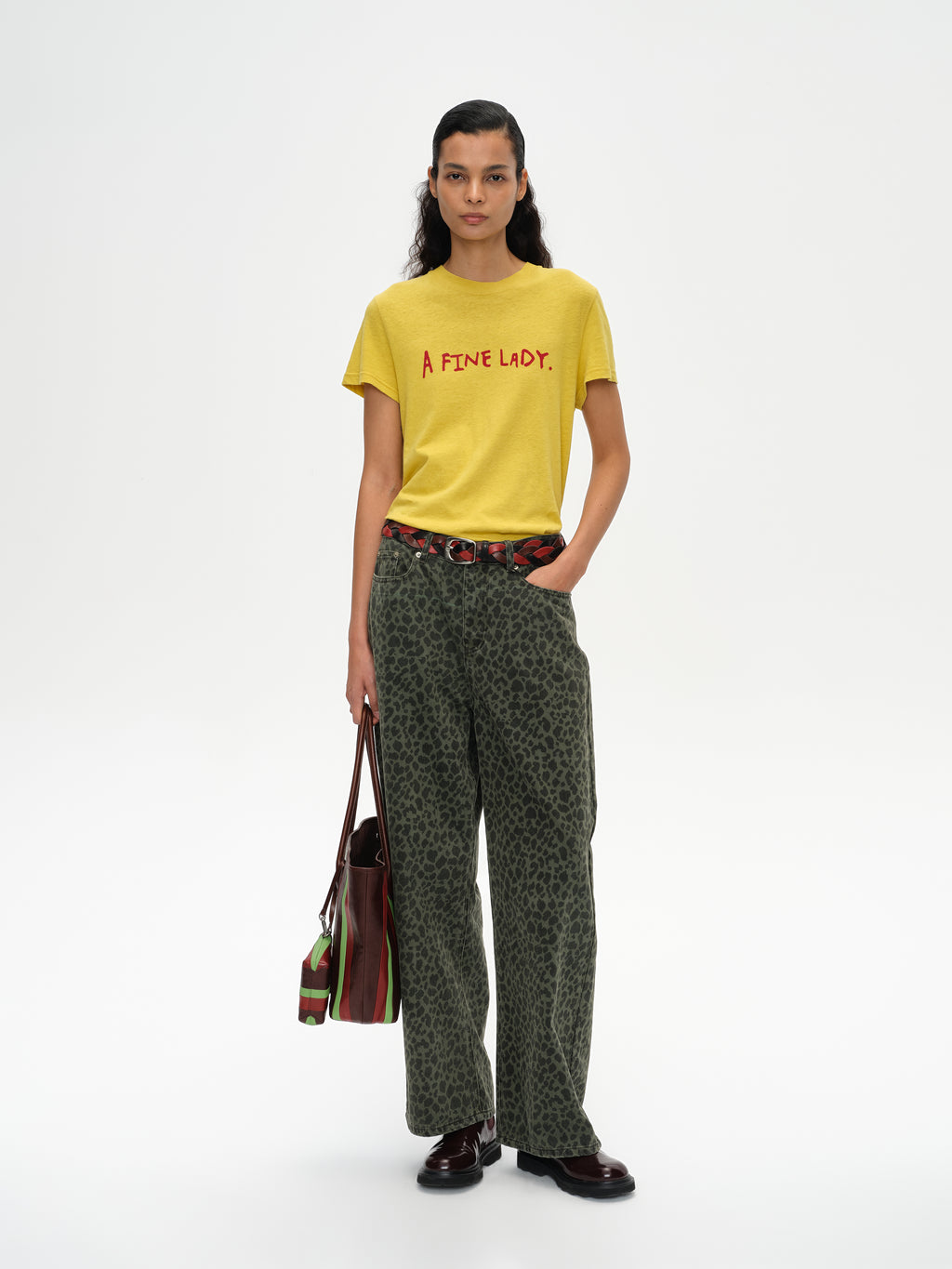 Color-Block Flocked Print T-Shirt