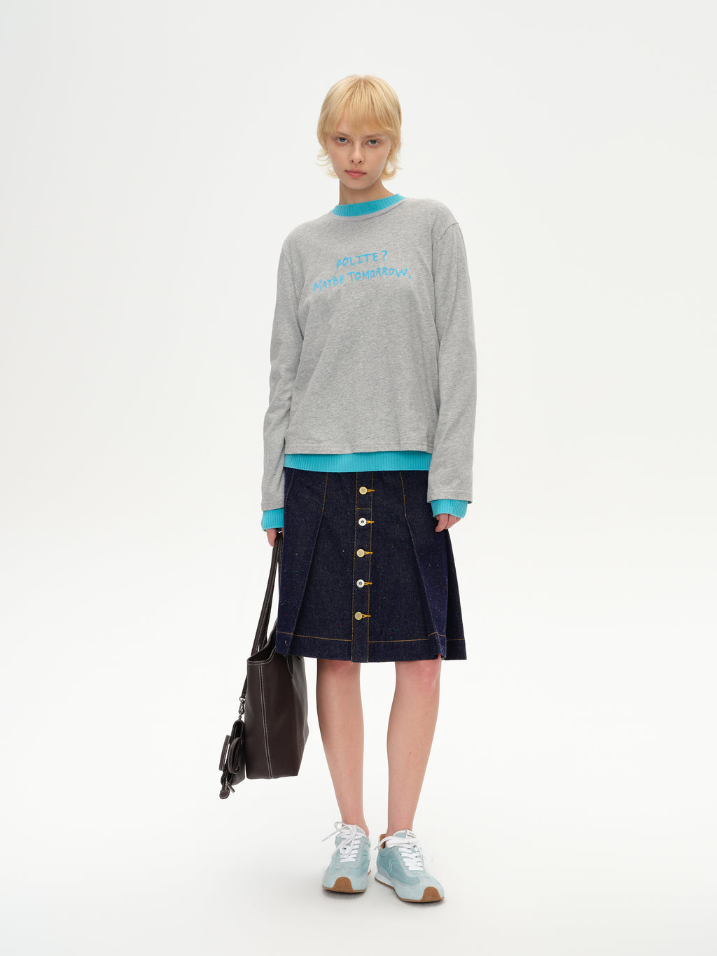 Color-Block Flocked Print Long-Sleeve T-Shirt