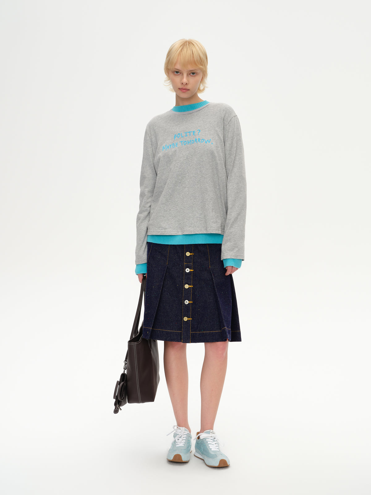 Color-Block Flocked Print Long-Sleeve T-Shirt
