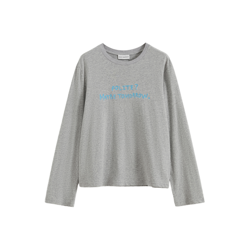 Color-Block Flocked Print Long-Sleeve T-Shirt